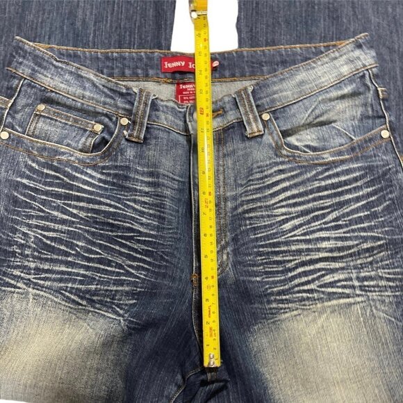 JENNY JO Dark Distressed Jeans Women's 17/18 Hirise Cuffs Whitewash Whiskering - Picture 14 of 16